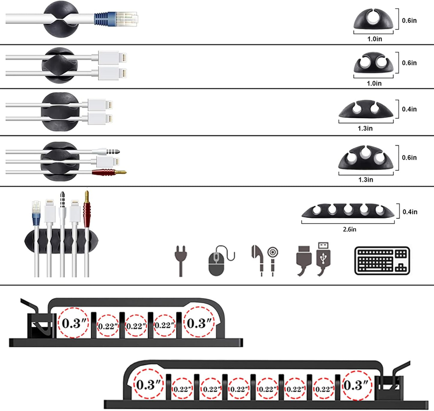 TidyLine™ 192-Piece Cable Management Kit - Black & Clear