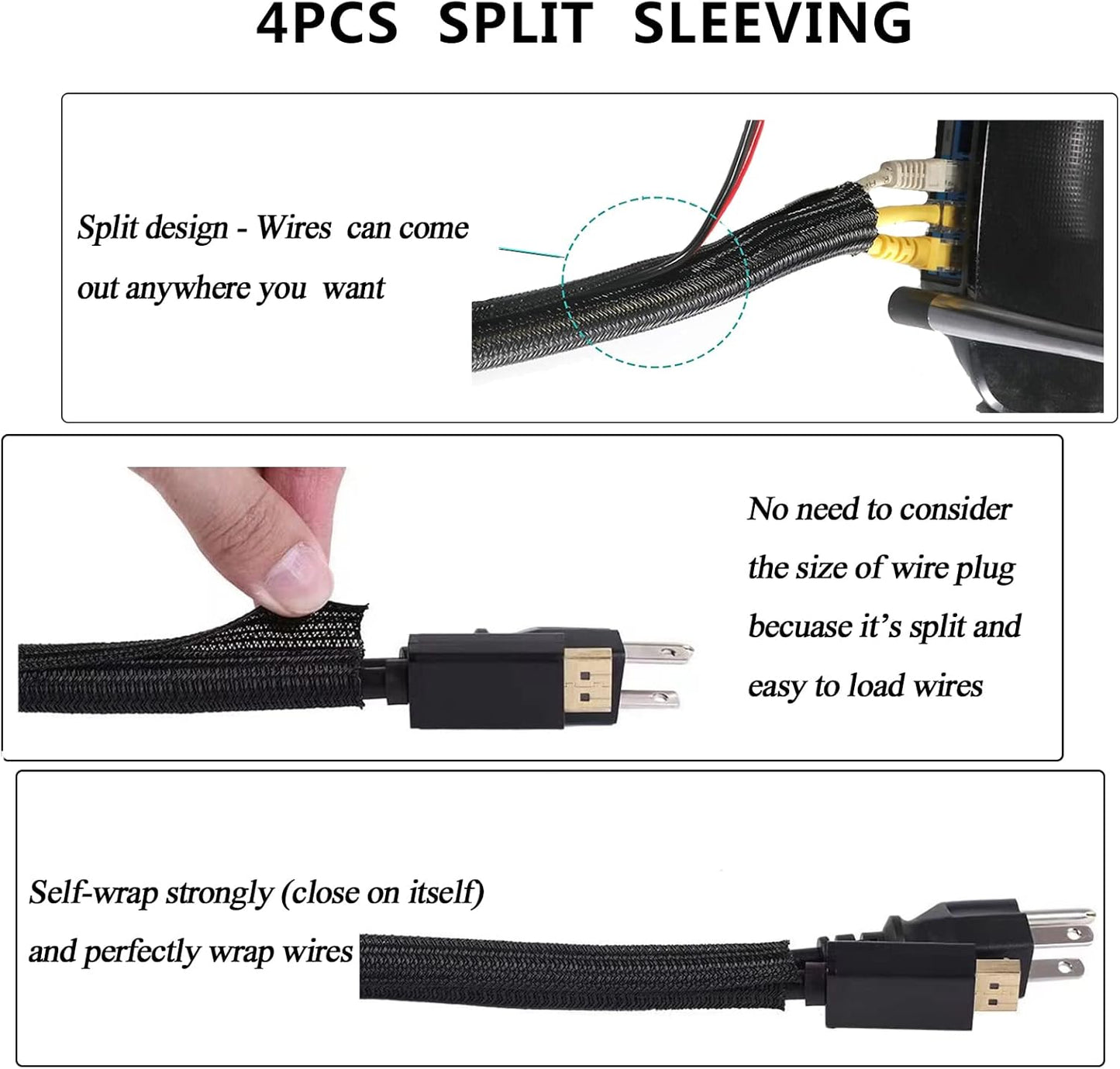 TidyLine™ 192-Piece Cable Management Kit - Black & Clear