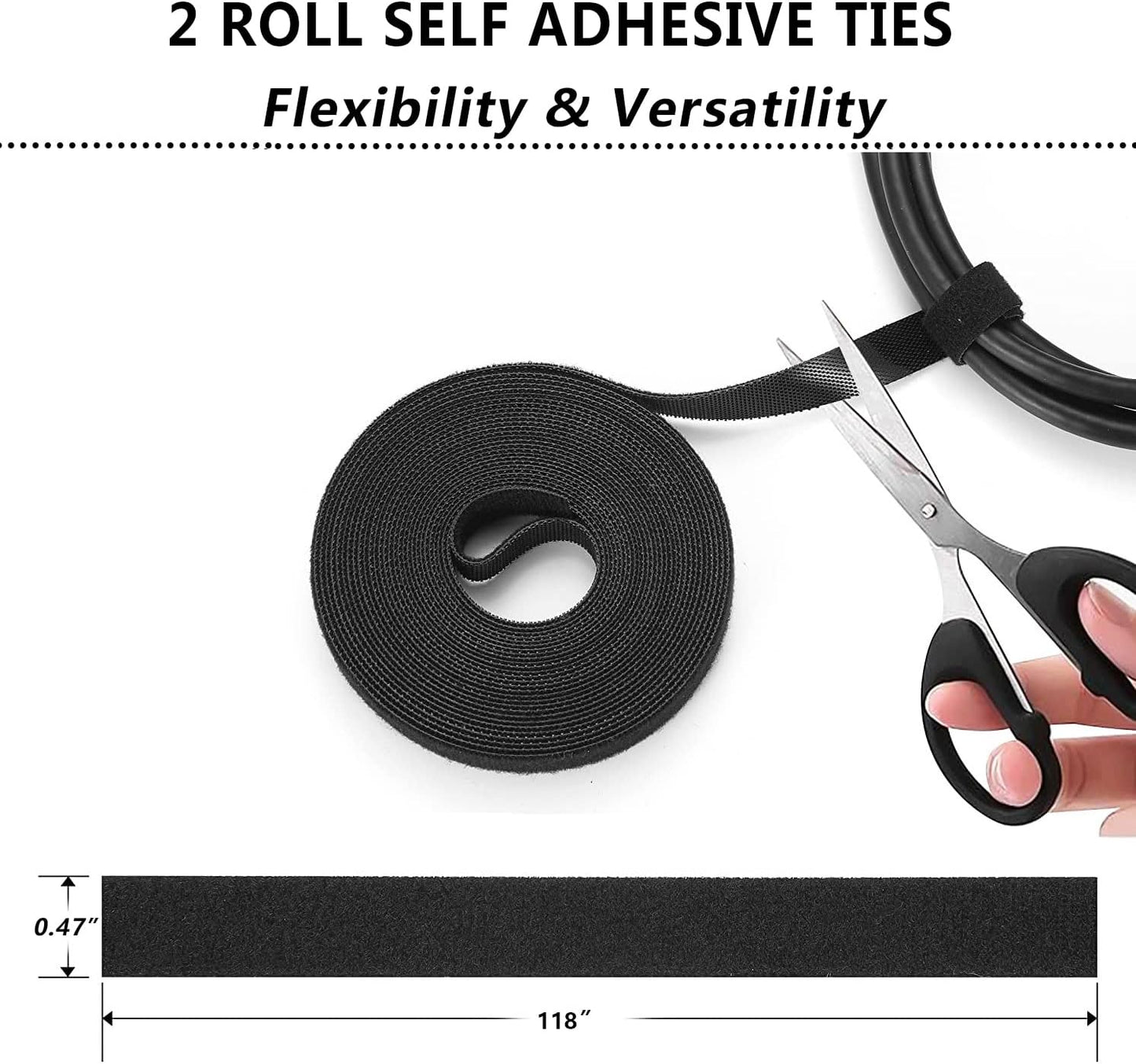 TidyLine™ 192-Piece Cable Management Kit - Black & Clear