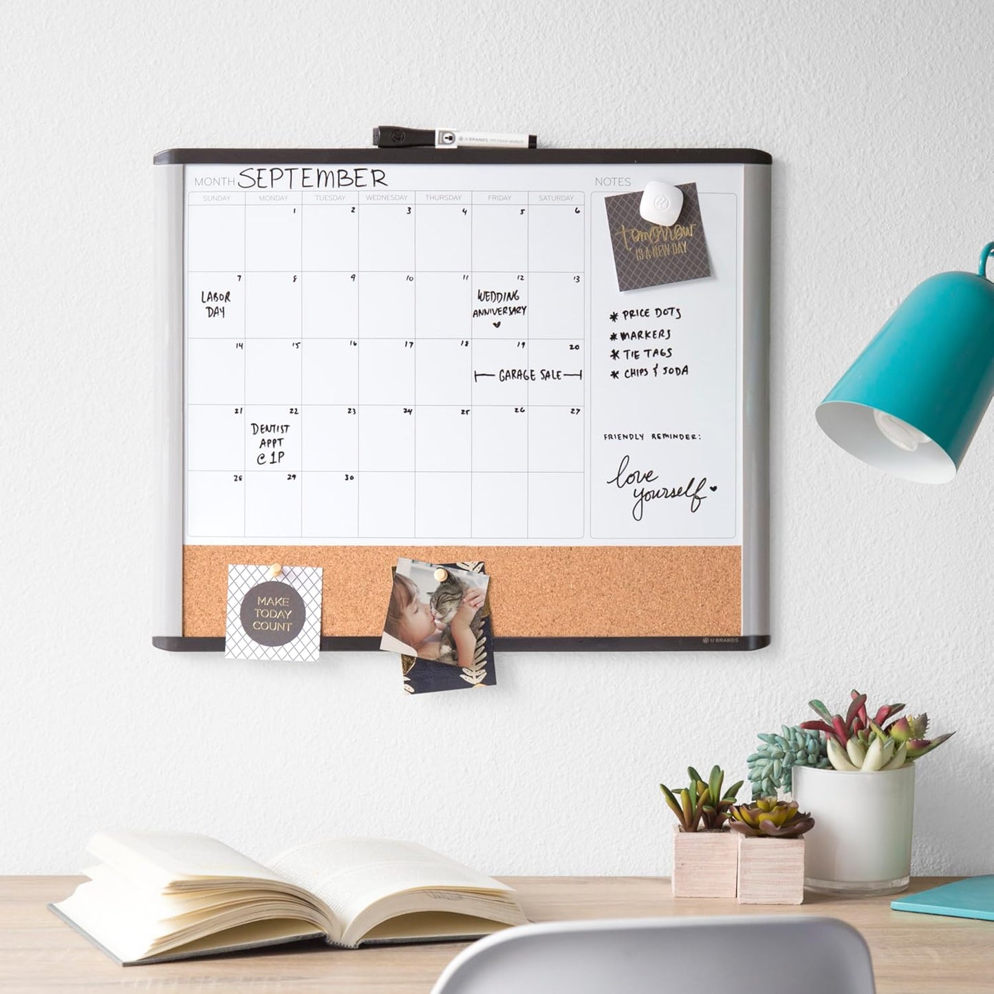 SyncBoard™ 3-in-1 Magnetic Dry Erase Calendar (20"x16")