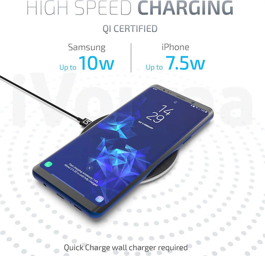 ChargeMate™ 10W Wireless Pad, Black Leather