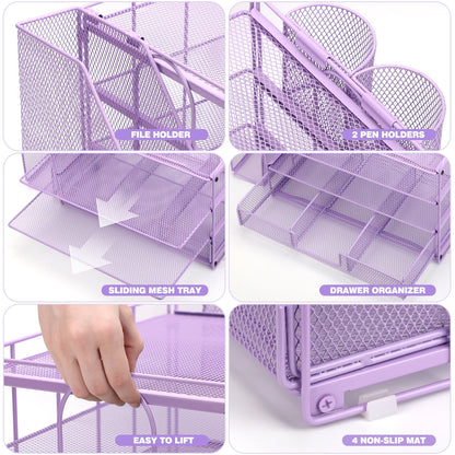 StackPro™ 4-Tier Desk Organizer Purple