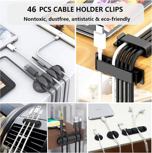 TidyLine™ 192-Piece Cable Management Kit - Black & Clear
